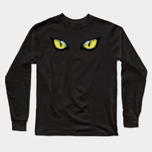 Cats Eyes Yellow Long Sleeve T-Shirt by PeggyNovak